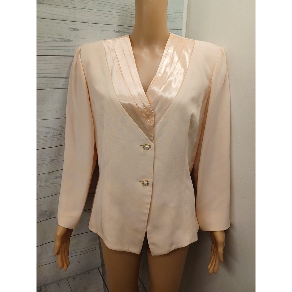 Rimini 100% Silk Peach Light Pink Jacket Blazer Sz 14